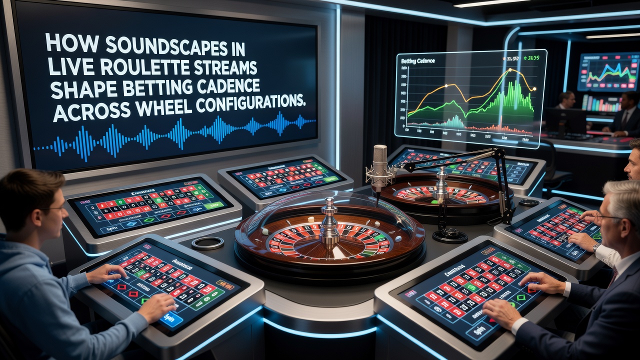 Detailansicht eines Roulette-Rades mit Sound-Visualisierung in einem Live-Stream